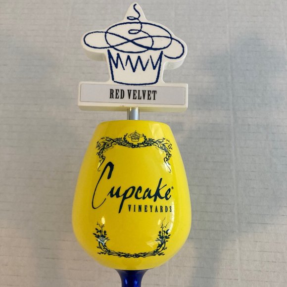 Cupcake Vineyards Wine Glass Tap Handle Yellow Red Velvet Cake Beer Keg She Shed - Picture 2 of 11